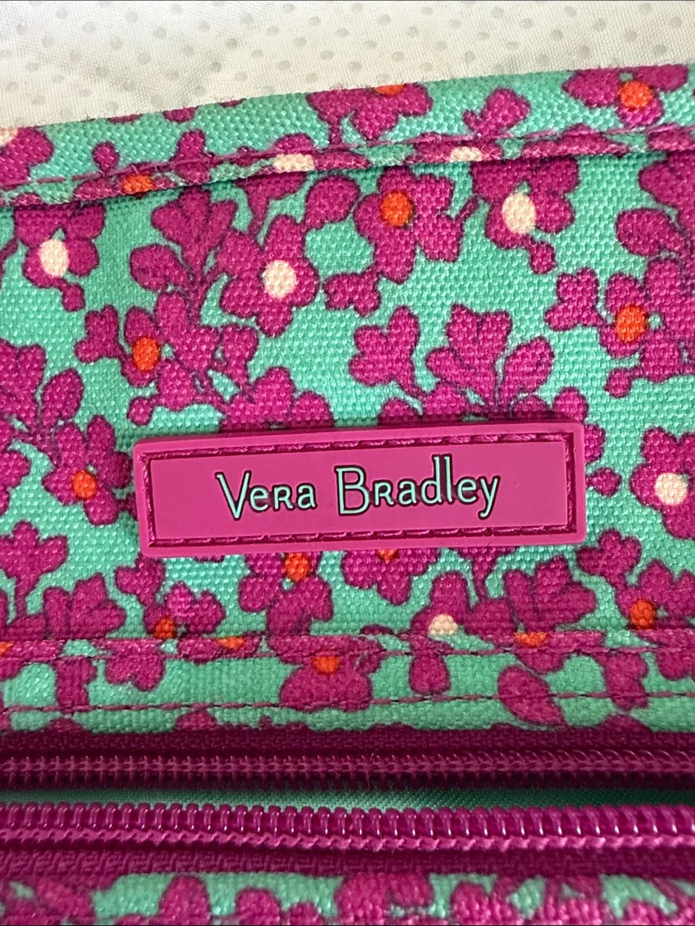 Vera Bradley Bright Magenta Floral Crossbody with Teal Accents